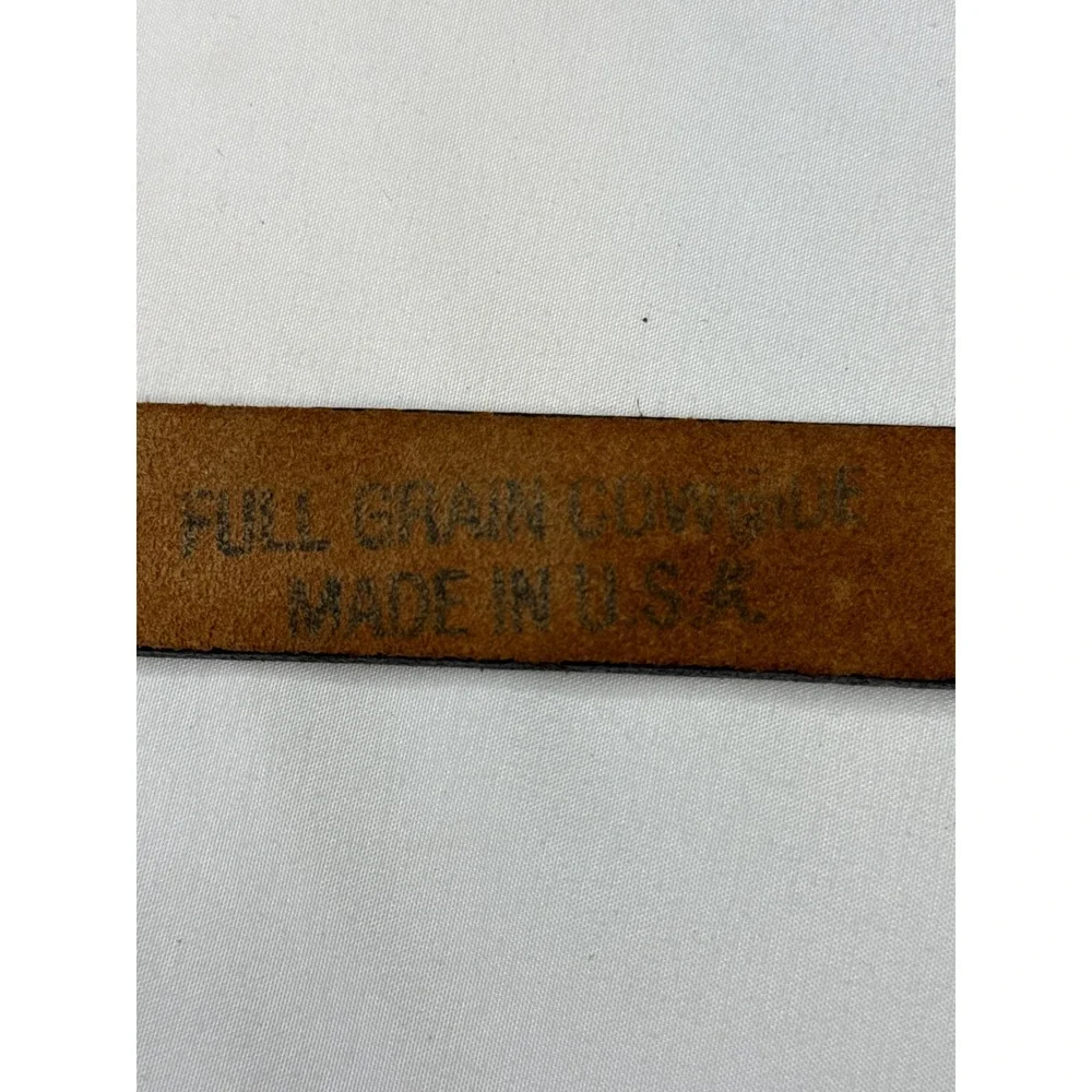 Vintage Full Grain Cowhide Leather Basketweave Belt Brown Made in USA Mens 40